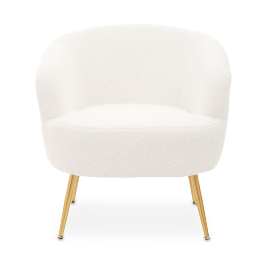 Product photograph of Yurga Curved Fabric Armchair In Plush White With Gold Legs from Furniture in Fashion