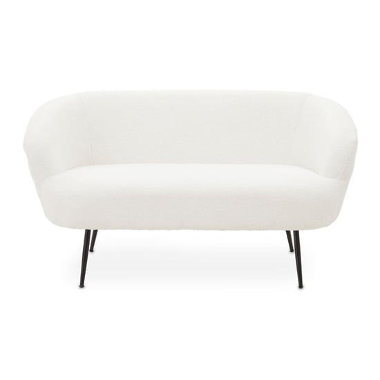 Read more about Yurga fabric 2 seater sofa in plush white with black legs