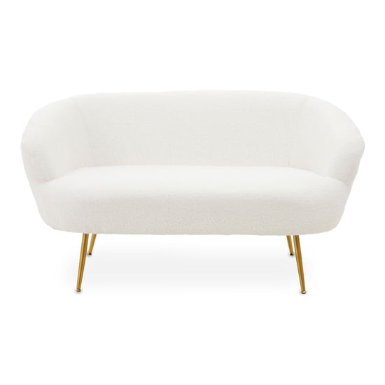 Product photograph of Yurga Fabric 2 Seater Sofa In Plush White With Gold Legs from Furniture in Fashion