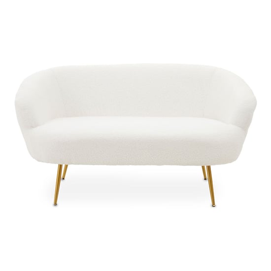 Read more about Yurga fabric 2 seater sofa in plush white with gold legs