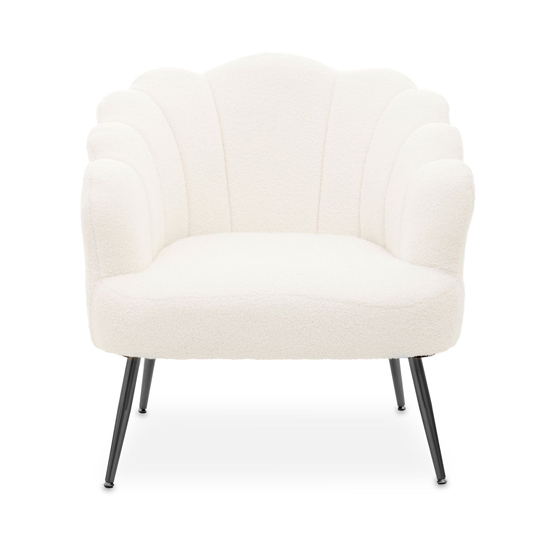 Yurga Seashell Fabric Armchair In Plush White With Black Legs