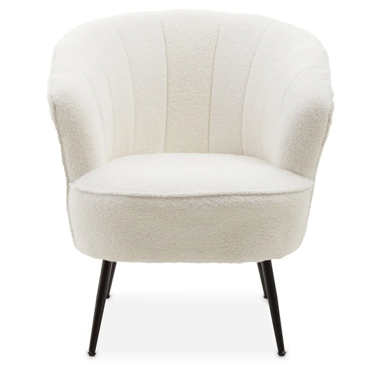 Product photograph of Yurga Velvet Channel Armchair In Plush White With Black Legs from Furniture in Fashion