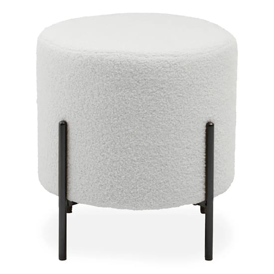 Product photograph of Yurga Velvet Stool In Plush White With Black Metal Legs from Furniture in Fashion