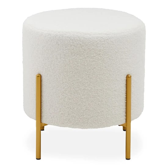 Product photograph of Yurga Velvet Stool In Plush White With Gold Metal Legs from Furniture in Fashion