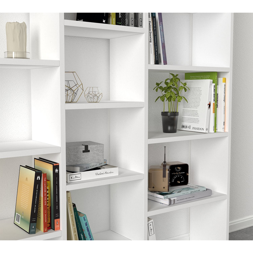 Zafira Wooden Bookcase With 14 Shelves In White
