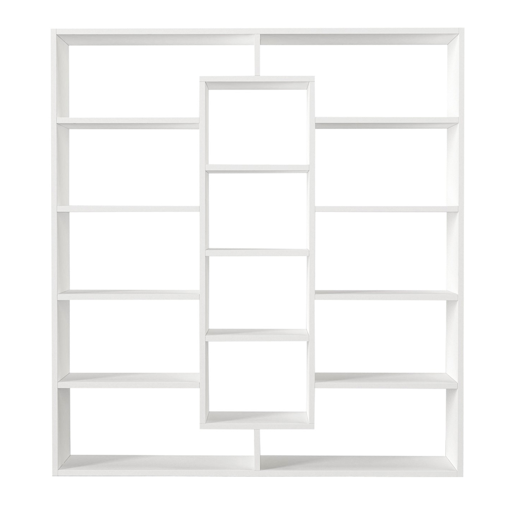 Zafira Wooden Bookcase With 14 Shelves In White