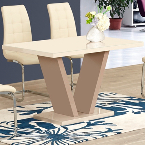 Read more about Zagreb high gloss 120cm dining table in cream and taupe