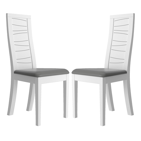 Zaire Grey Faux Leather Seat Dining Chairs In Pair