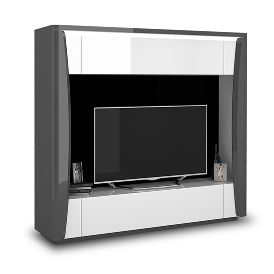 Zaire Gloss Entertainment Unit In White And Grey With LED_2