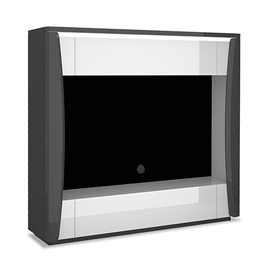 Zaire Gloss Entertainment Unit In White And Grey With LED