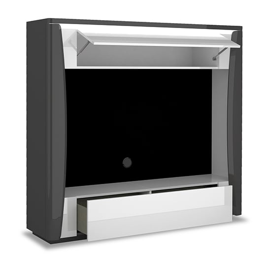 Zaire Gloss Entertainment Unit In White And Grey With LED