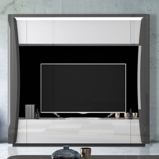 Photo of Zaire gloss entertainment unit in white and grey with led