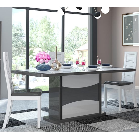 Zaire Extending High Gloss Dining Table In White And Grey_3