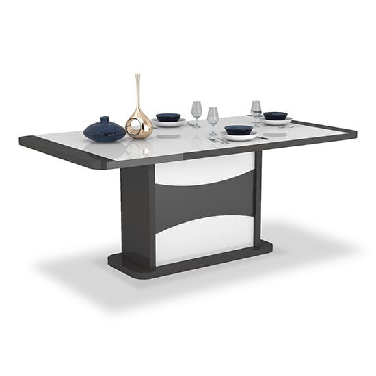 Zaire Extending High Gloss Dining Table In White And Grey_1