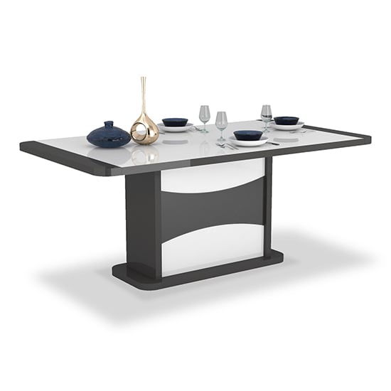 Product photograph of Zaire Extending High Gloss Dining Table In White And Grey from Furniture in Fashion