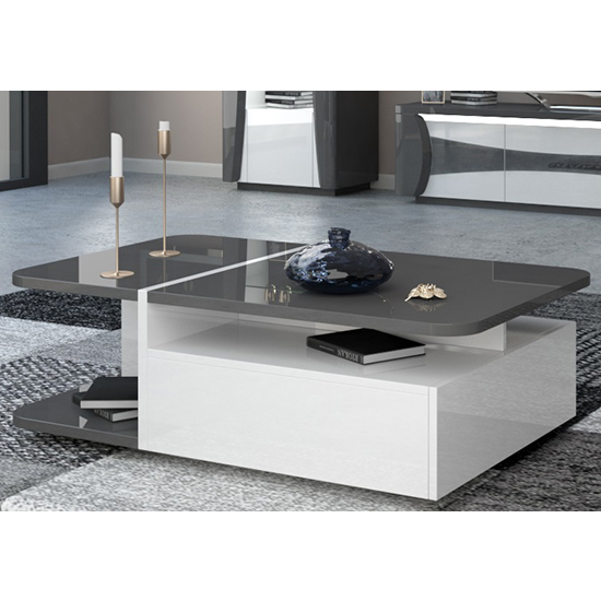 Zaire High Gloss Storage Coffee Table In White And Grey_1