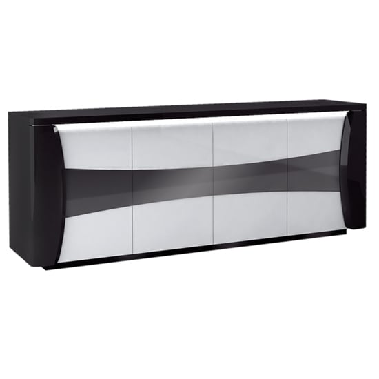 Product photograph of Zaire Led Sideboard In Black And White High Gloss With 4 Doors from Furniture in Fashion