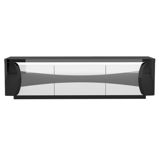 Zaire LED TV Stand In Black And White High Gloss With 3 Doors