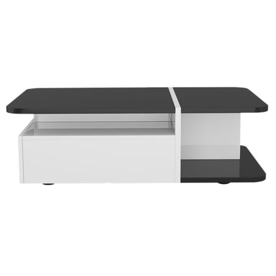 Zaire Storage Coffee Table In Black And White High Gloss