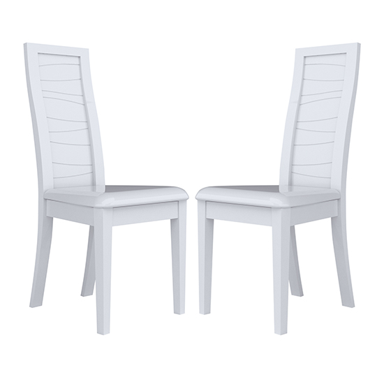 Zaire White Faux Leather Seat Dining Chairs In Pair