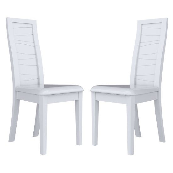 Zaire Dining Chair In White With White PU Seat In A Pair