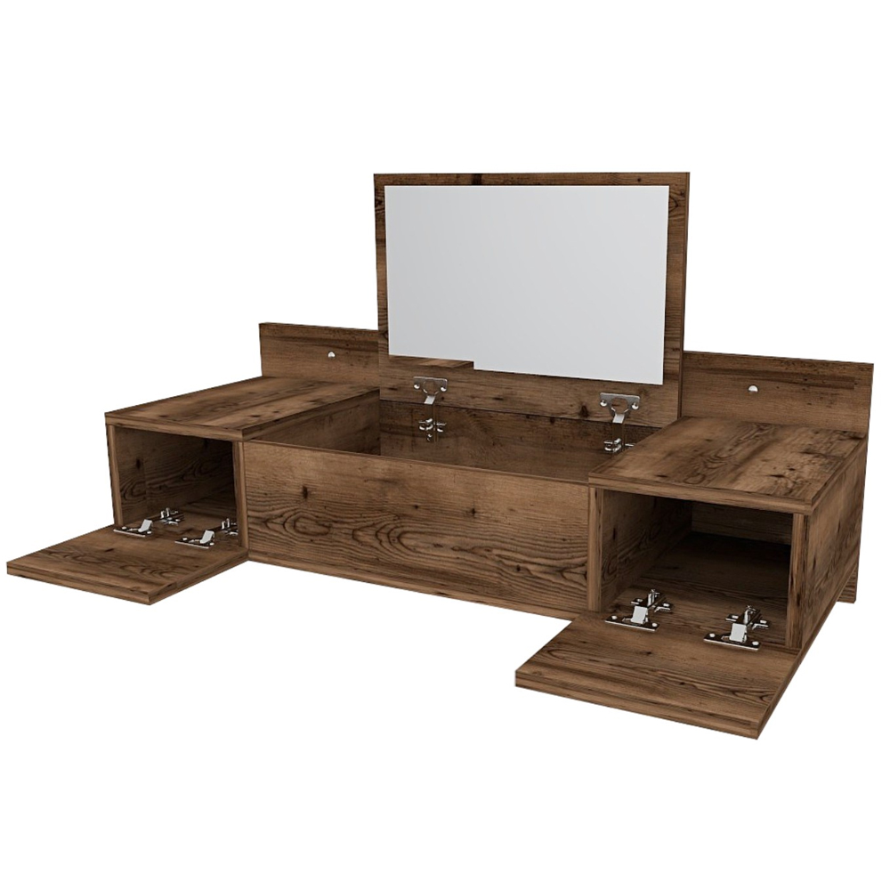 Zakkum Wooden Wall Mounted Dressing Table with Mirror in Lydia