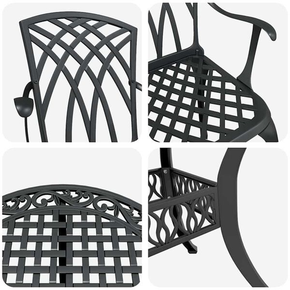 Zanaro Garden Aluminium Intricate Mesh Dining Table with 4 Chairs in Black