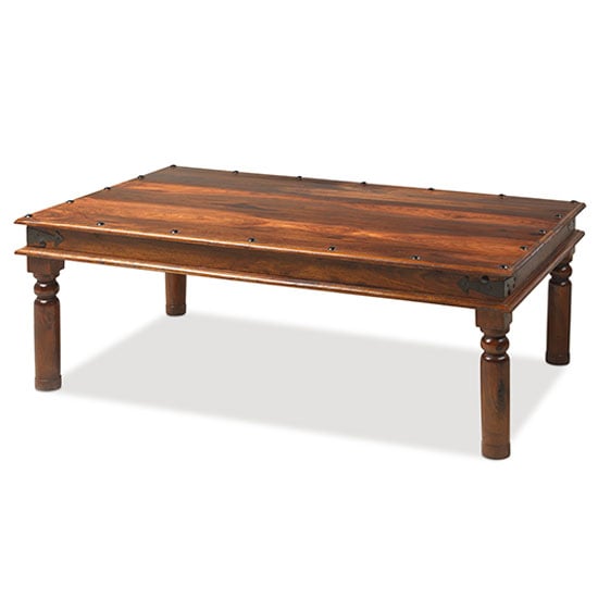 Zander 120cm Wooden Coffee Table In Sheesham With Round Legs