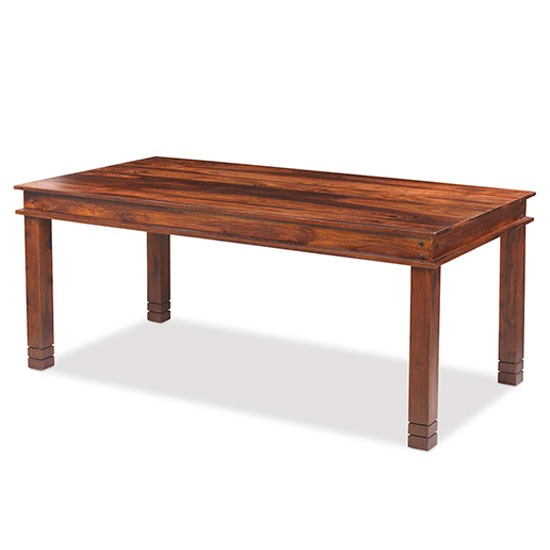 Zander 180cm Wooden Dining Table In Sheesham With Square Legs