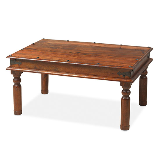 Zander 90cm Wooden Coffee Table In Sheesham With Round Legs