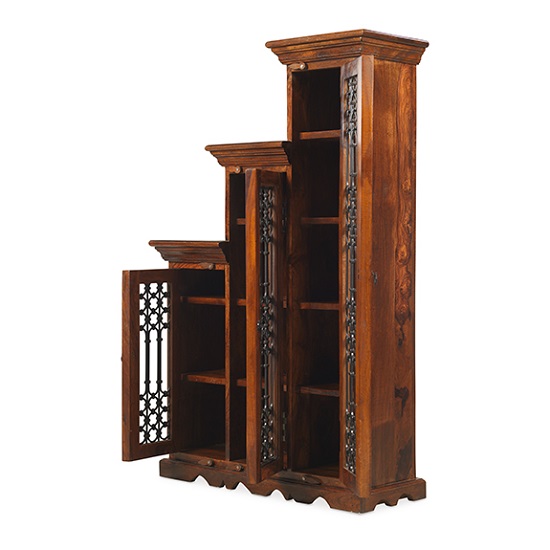 Zander Wooden Left Step CD DVD Unit Tall In Sheesham Hardwood_2