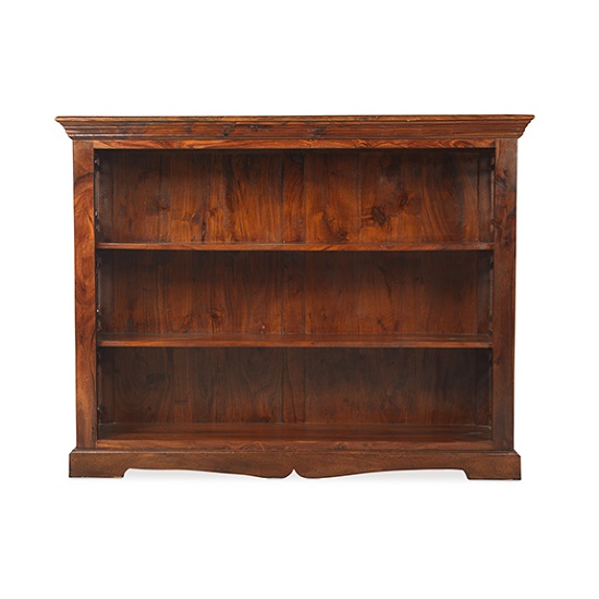 Zander Wooden Low Bookcase In Sheesham Hardwood Furniture in Fashion
