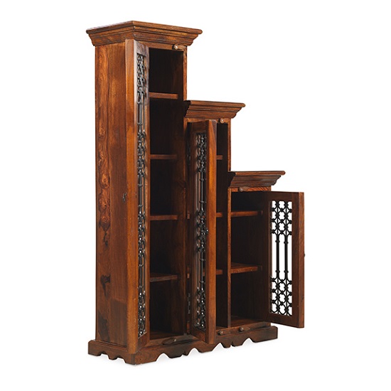 Zander Wooden Right Step CD DVD Unit Tall In Sheesham Hardwood_2