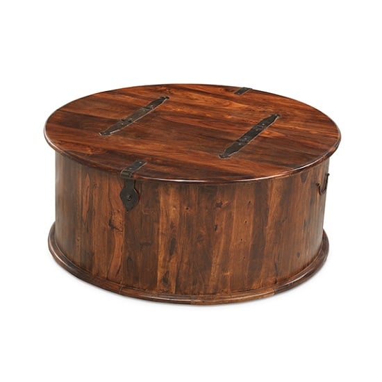 Read more about Zander storage coffee table round in sheesham hardwood