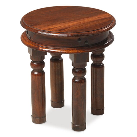 Zander Small Round Coffee Table In Sheesham With Round Legs