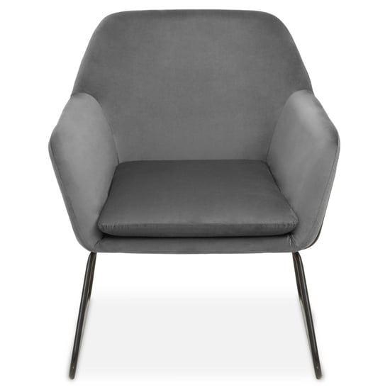 Zander Upholstered Velvet Armchair In Grey