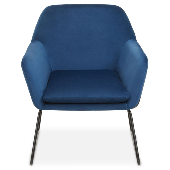 Photo of Zander upholstered velvet armchair in midnight blue