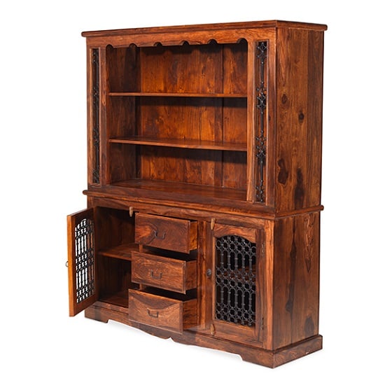 Zander Wooden Display Cabinet In Sheesham Hardwood With 2 Doors_2