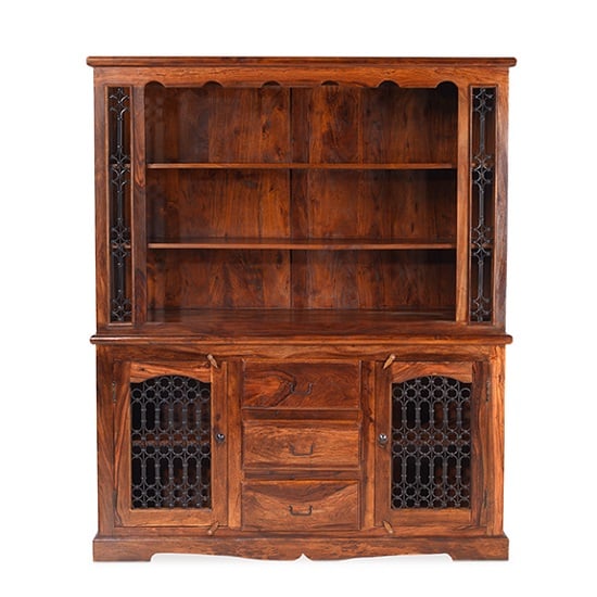 Zander Wooden Display Cabinet In Sheesham Hardwood With 2 Doors_3
