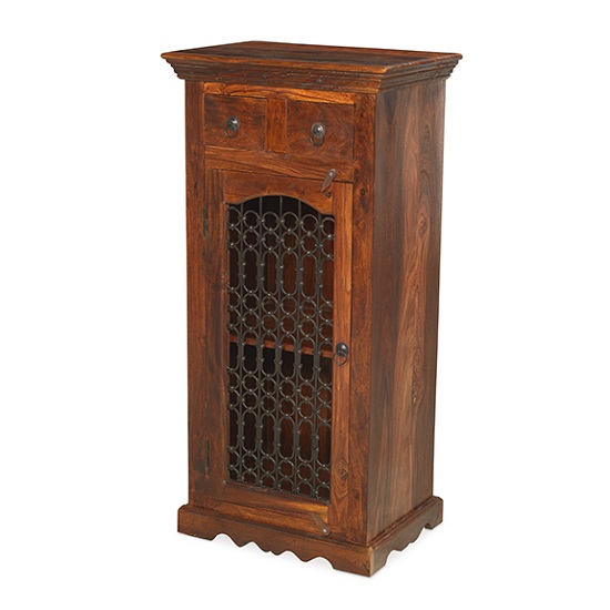 Read more about Zander wooden hi-fi cabinet in sheesham hardwood with 1 door