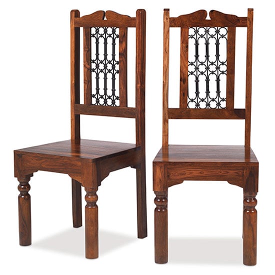 Zander Wooden High Back Dining Chairs In A Pair With Square Legs