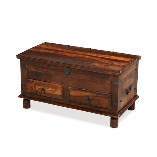 Zander Wooden Storage Coffee Trunk In Sheesham Hardwood