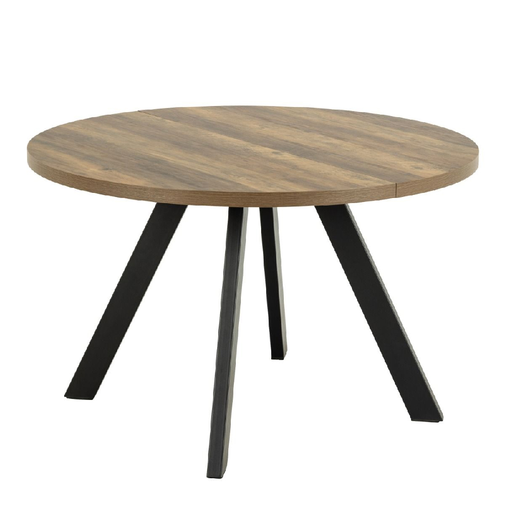 Zanesville Wooden Extending Dining Table Round In Oak And Black