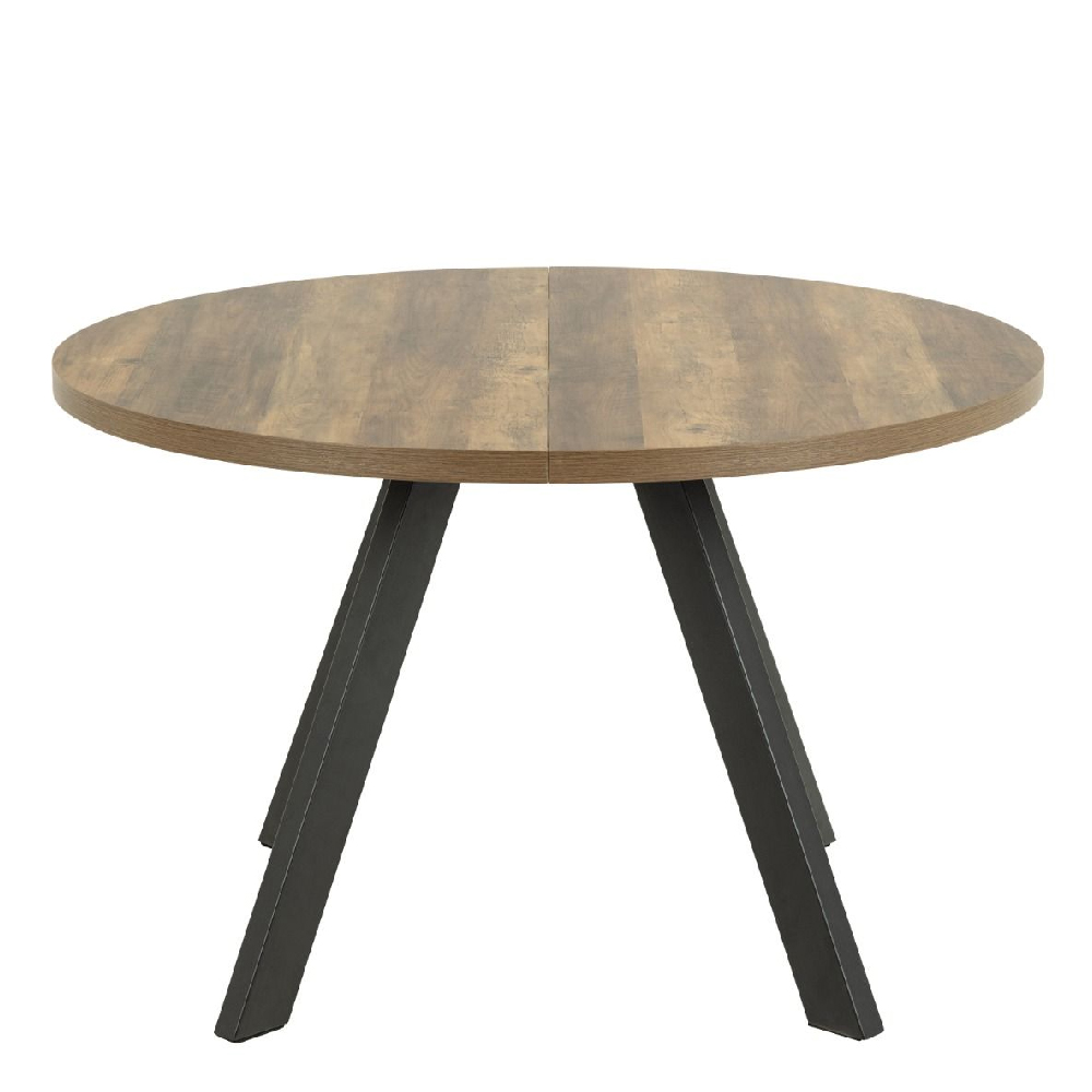 Zanesville Wooden Extending Dining Table Round In Oak And Black
