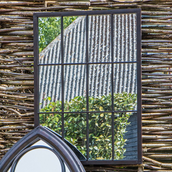 Photo of Zanetti outdoor window design wall mirror in black frame