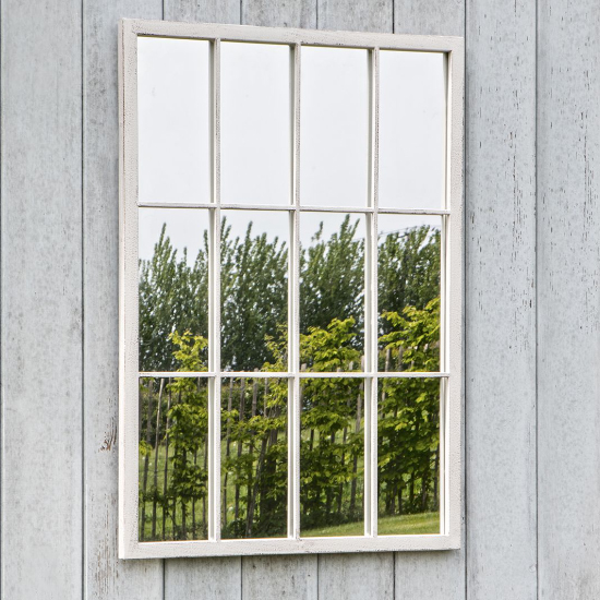 Zanetti Outdoor Window Design Wall Mirror In White Frame