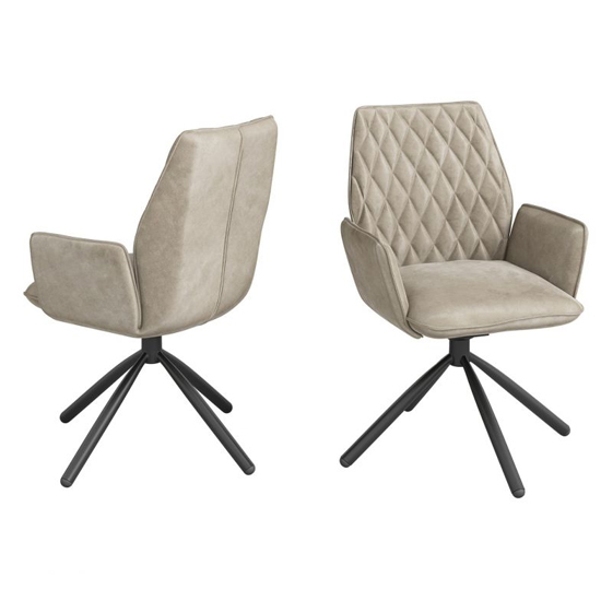 Read more about Zekrot swivel mink velvet fabric dining chairs in pair