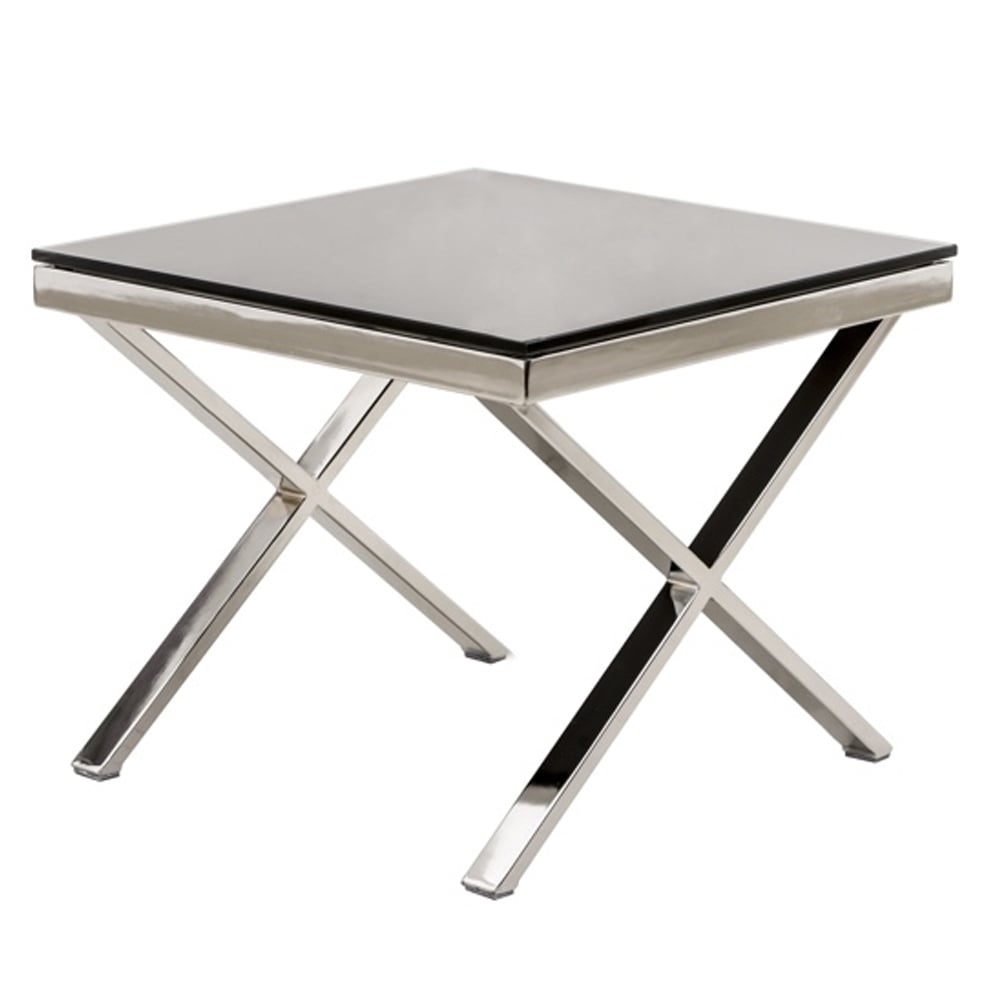 Zanita Black Glass Top End Table With Chrome Frame