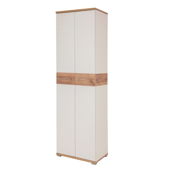 Zanotti Wooden Hallway Wardrobe In White And Oak With 2 Doors