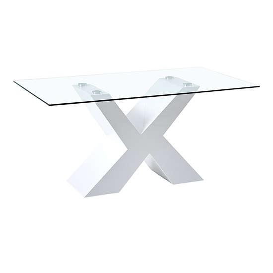 Zanti Glass Dining Table With White Base 6 Symphony Black Chairs